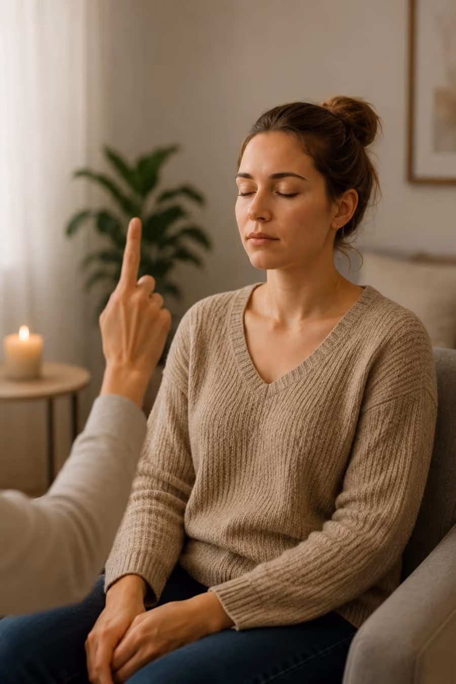 Therapist performing EMDR
