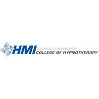 Logo for HMI Nationally Accredited College of Hypnotherapy. The text features "HMI" in large blue letters followed by "Nationally Accredited College of Hypnotherapy" in smaller black letters. There is a geometric abstract design to the left of "HMI.