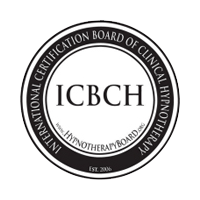 A round black and white logo for the International Certification Board of Clinical Hypnotherapy (ICBCH). The center contains the acronym "ICBCH," with the website "www.HypnotherapyBoard.org" beneath it and "Est. 2006" at the bottom.