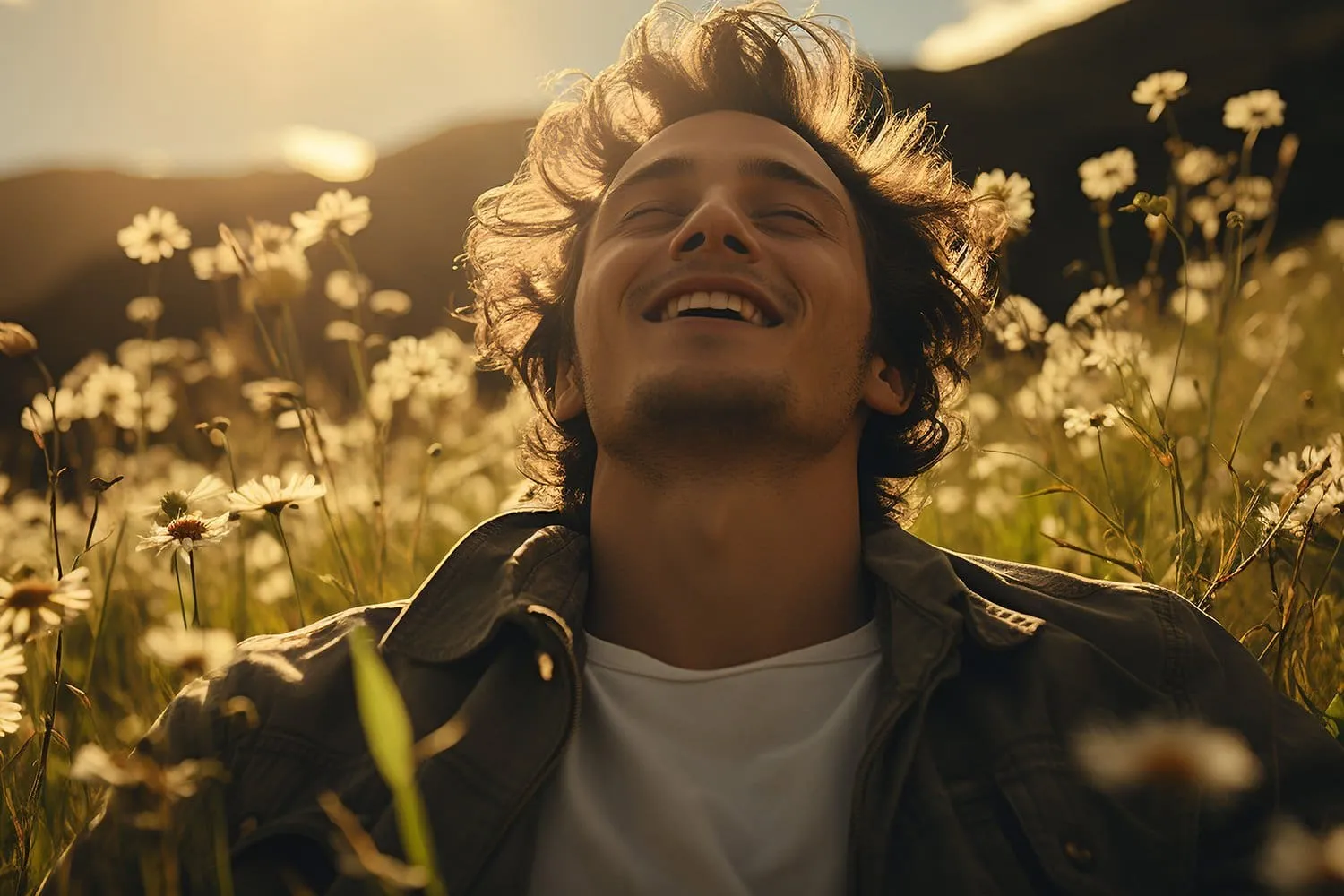 a person in a hypnotic state with a peaceful and calm background