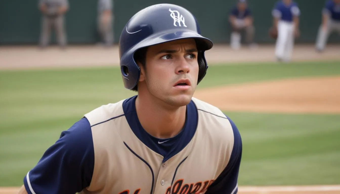 a baseball player looking frustrated or anxious at the plate