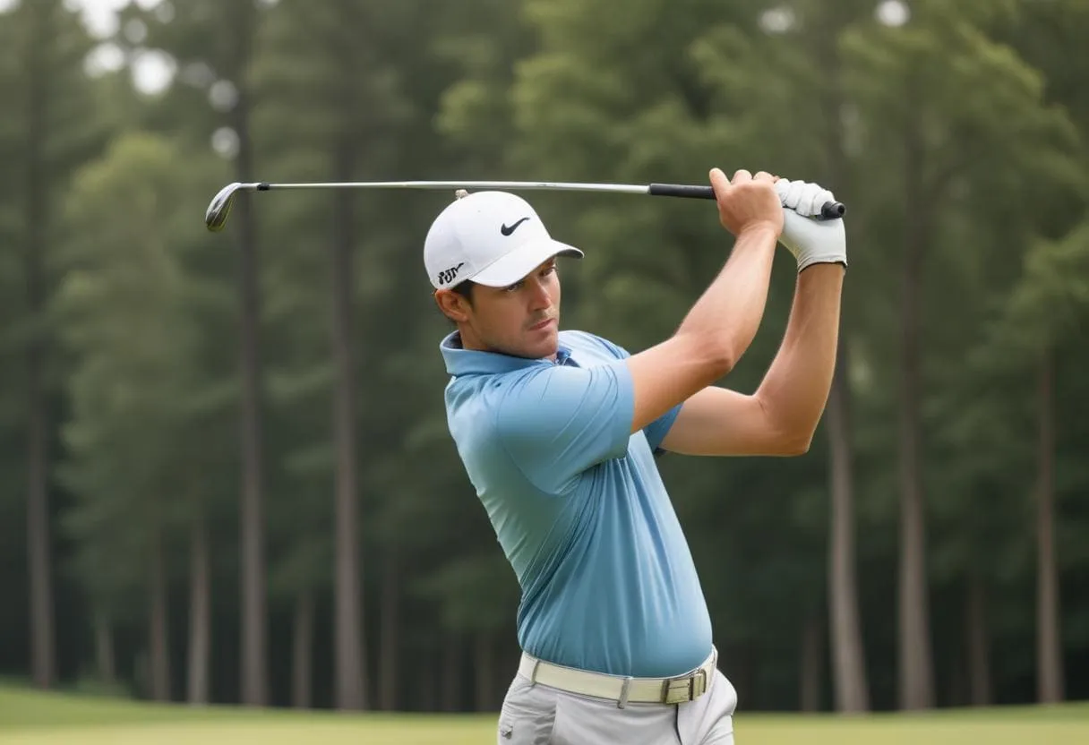a golfer executing a precise drive