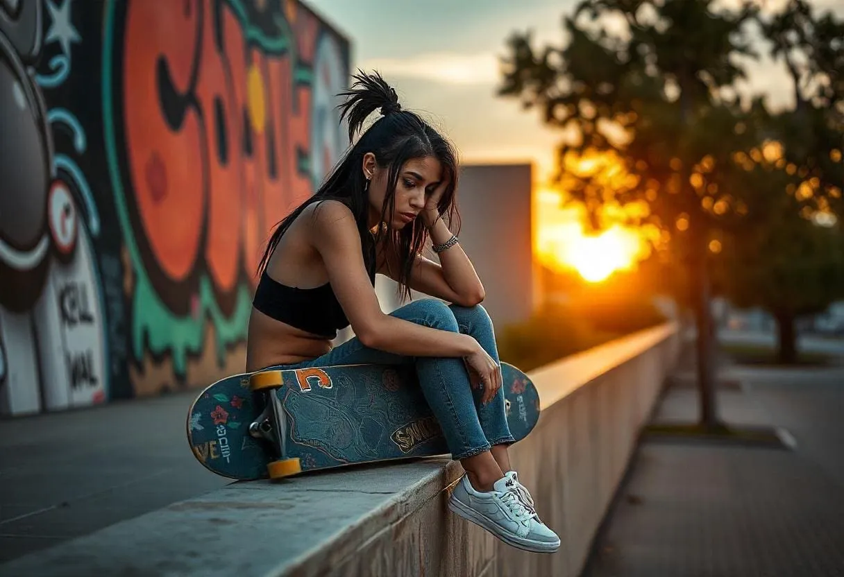a skateboarder sitting on the ground looking frustrated and defeated